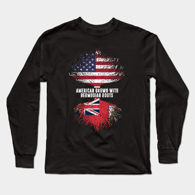 American Grown with Bermudian Roots USA Flag Long Sleeve T-Shirt by silvercoin